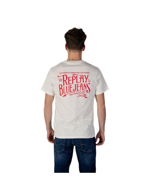 Replay Gray Cream Cotton T for men