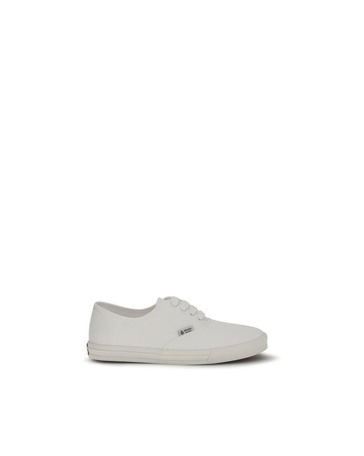 Prada White Cotton Low Top Sneakers for men