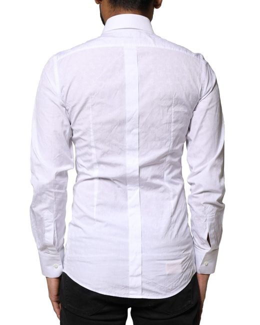 Dolce & Gabbana White Cotton Long Sleeves Dress Shirt for men