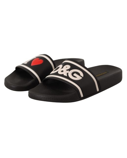 Dolce & Gabbana Black Elegant Leather Slide Sandals For Her