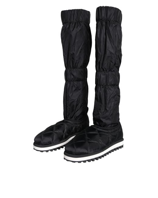 Dolce & Gabbana Black Quilted High Top Boots Sneakers Shoes for men