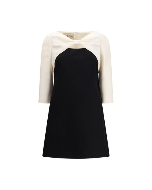 Valentino Black Fleece Wool Cocktail Dress