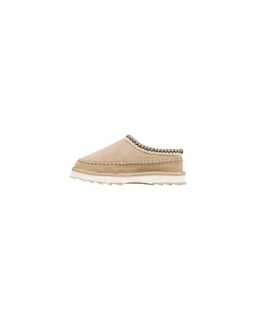 EMU White Gray Leather Slippers