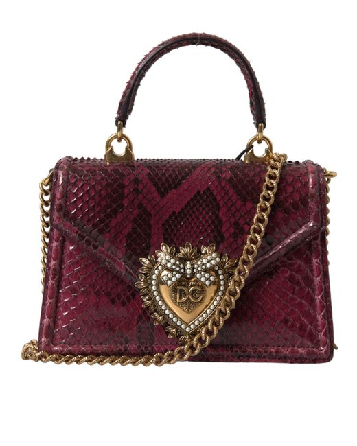 Dolce & Gabbana Purple Bordeaux Exotic Leather Devotion Heart Top Handle Shoulder Bag