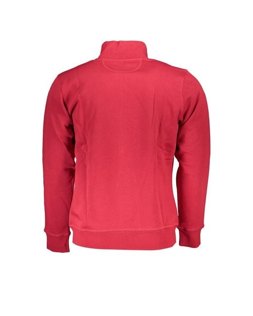 La Martina Red Chic Fleece Sweatshirt With Contrast Detailing for men