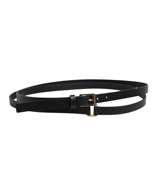 Dolce & Gabbana Black Classic Metal Logo Buckle Belt for men