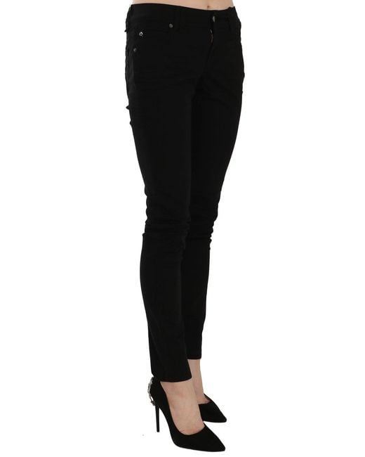 John Galliano Black Mid Waist Slim Fit Skinny Denim Casual Pants Jeans