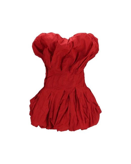 Magda Butrym Red Draped Mini Dress With Balloon Hem