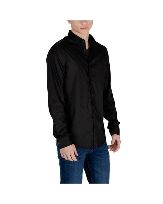 ARMANI EXCHANGE Black Lyocell Shirt for men