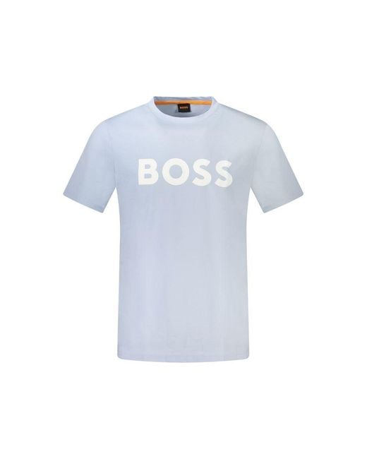 Boss Blue Cotton T-Shirt for men