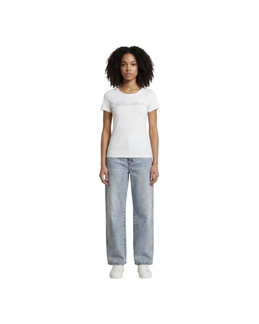 EA7 White Elastane T-Shirt