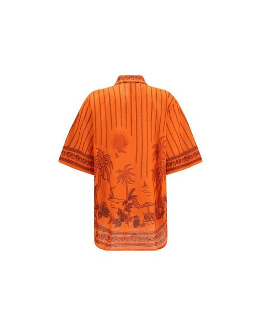 ALÉMAIS Orange Cotton Pattern Shirt