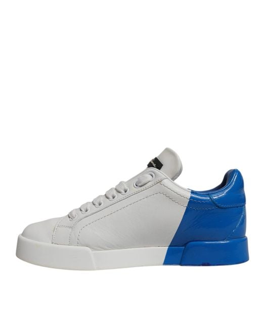 Dolce & Gabbana Blue Logo Portofino Sneakers Shoes