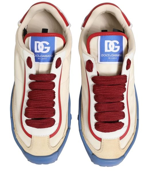 Dolce & Gabbana Blue Old Runner Lace Up Sneakers Shoes Elastane Nylon Acrylic Calf for men