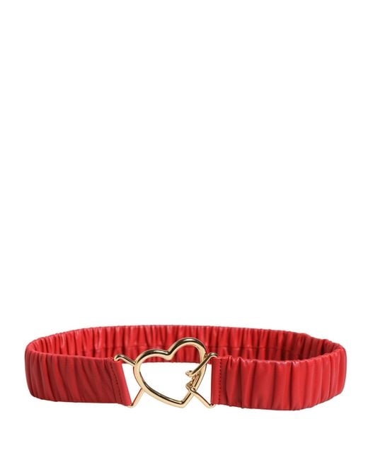 Dolce & Gabbana Red Leather Heart Metal Buckle Belt Calf