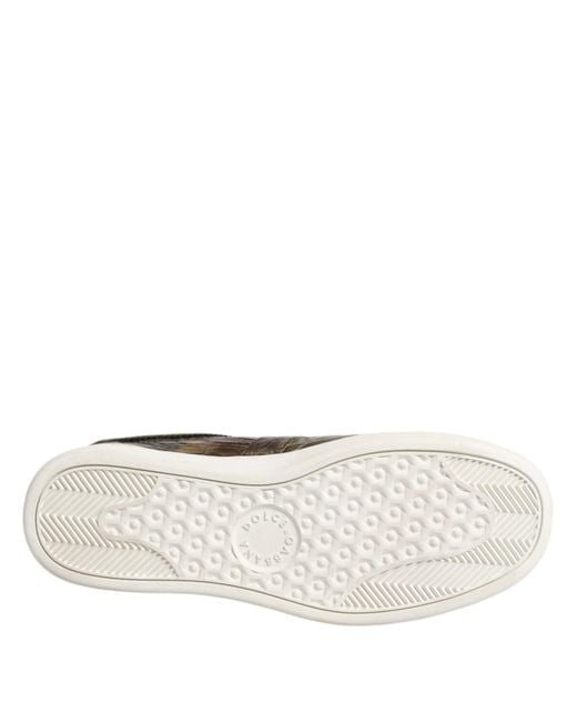 Dolce & Gabbana Brown Exotic Leather Low Top Sneakers Shoes for men