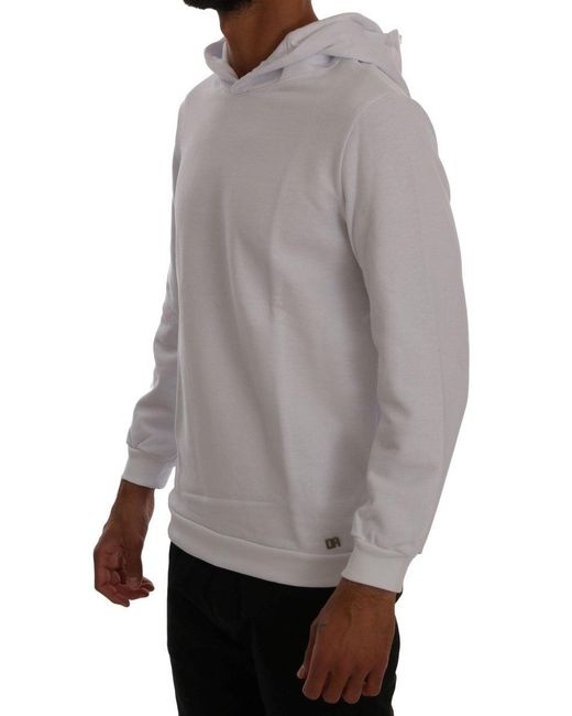 Daniele Alessandrini Gray Pullover Hodded Sweater White Tsh1346 for men