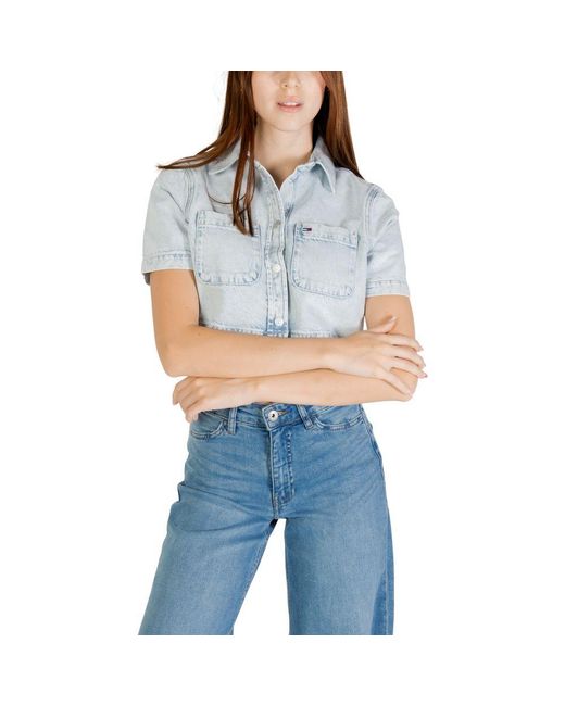 Tommy Hilfiger Light Blue Recycled Cotton Shortsleeve Shirt