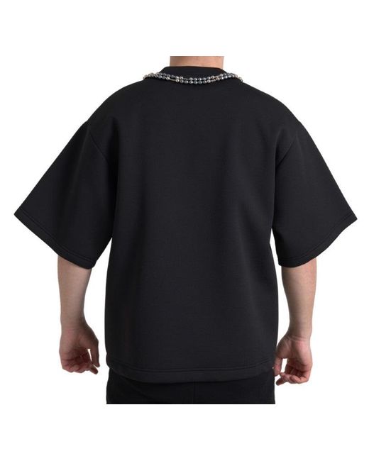 Dolce & Gabbana Black Necklace Embellished Polyester T for men
