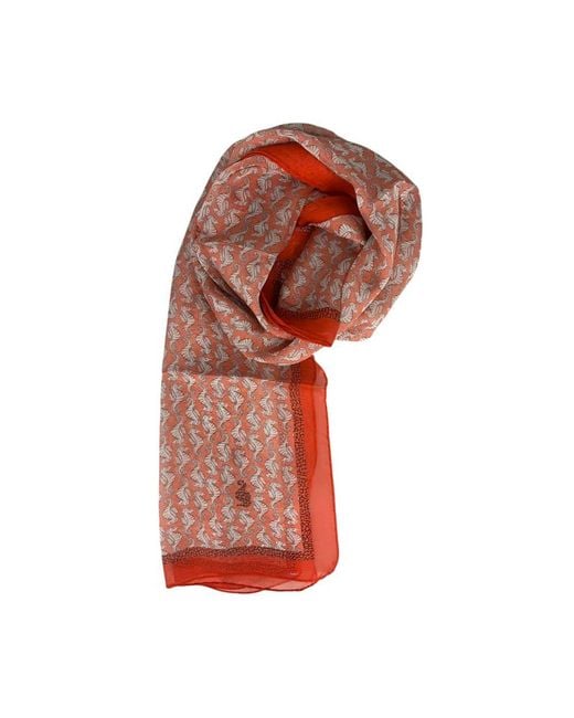 Borbonese Red Silk Scarf