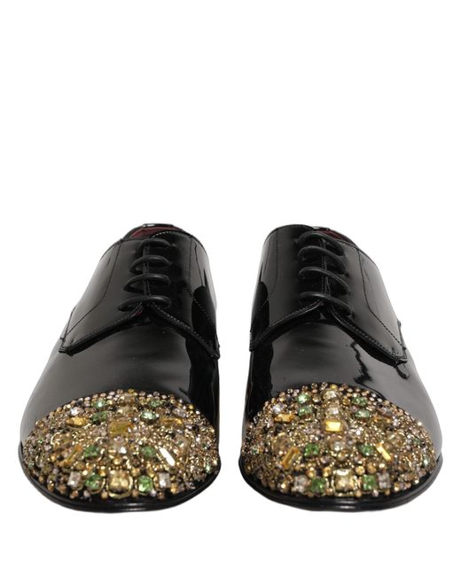 Dolce & Gabbana Black Embellished Men Derby Dress Formal Shoes for men