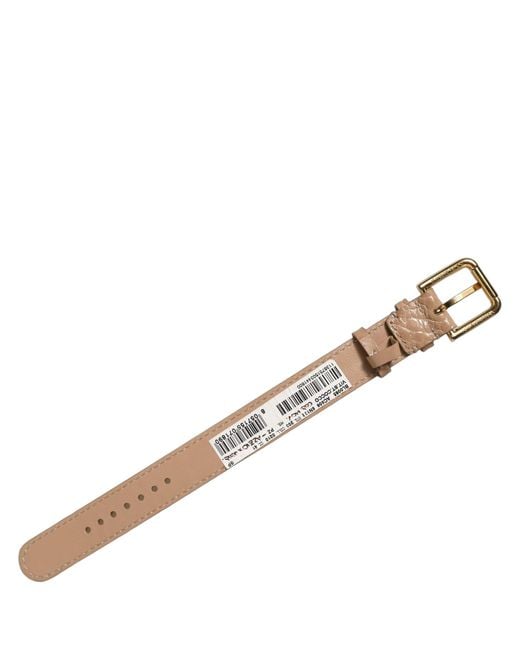 Dolce & Gabbana Brown Embossed Leather Gold Buckle Belt Strap Bracelet
