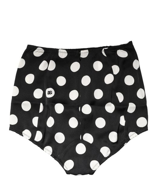 Dolce & Gabbana Black Polka Dot High Waist Girdle Panty Underwear