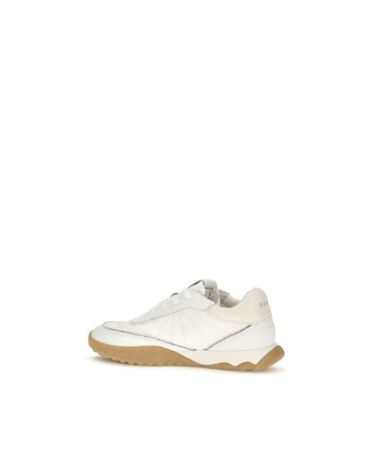 Pinko White Fabric Low Top Sneakers