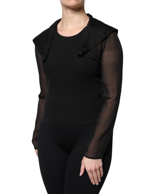 Dolce & Gabbana Black Silk Sheer Long Sleeves Blouse Top for men