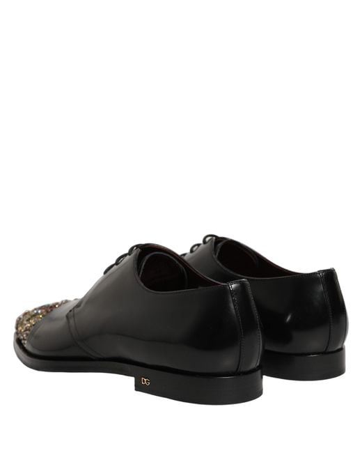 Dolce & Gabbana Black Embellished Derby Dress Formal Shoes for men