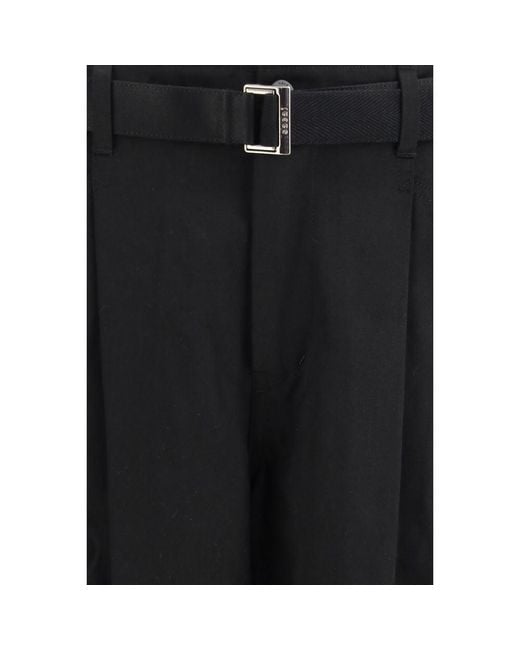Sacai Black Cotton Chino Pants for men