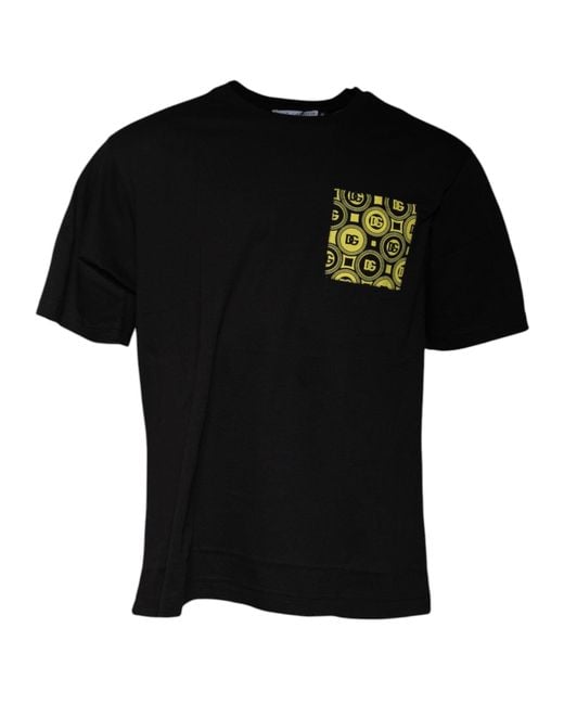 Dolce & Gabbana Black Cotton Jersey Tshirt Dg Pocket for men