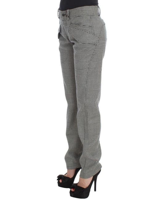 Ermanno Scervino Gray Checkered Cotton Casual Pants