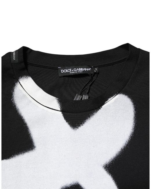 Dolce & Gabbana Black Graphic Print Tee for men