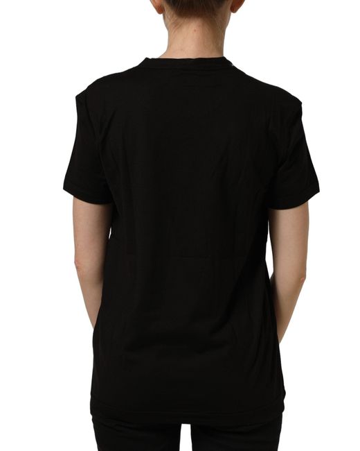 Dolce & Gabbana Black Cotton Crew Neck Short Sleeves T
