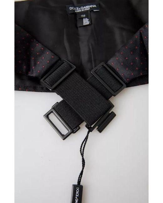 Dolce & Gabbana Black Silk Dotted Waist Tuxedo Belt Cummerbund for men