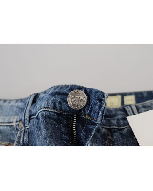 Acht Blue Sleek Skinny Low Waist Denim Jeans