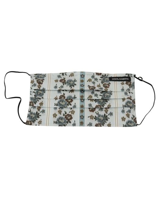 Dolce & Gabbana Black Chic Floral Pleated Cotton Face Mask