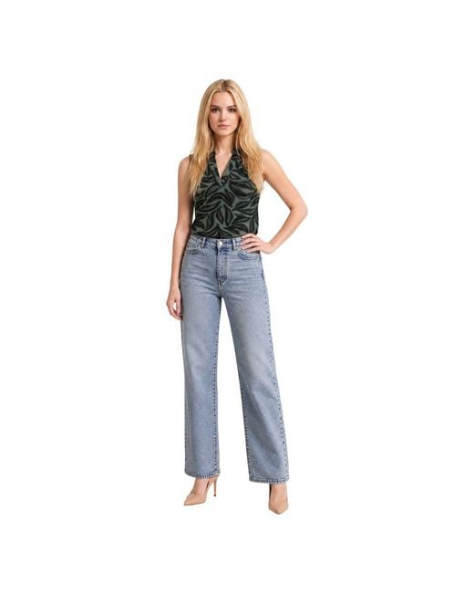 Street One Blue Bicolor Viscose Tank Tops