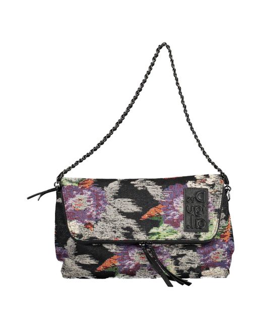 Desigual Black Chic Cotton Handbag With Contrasting Details
