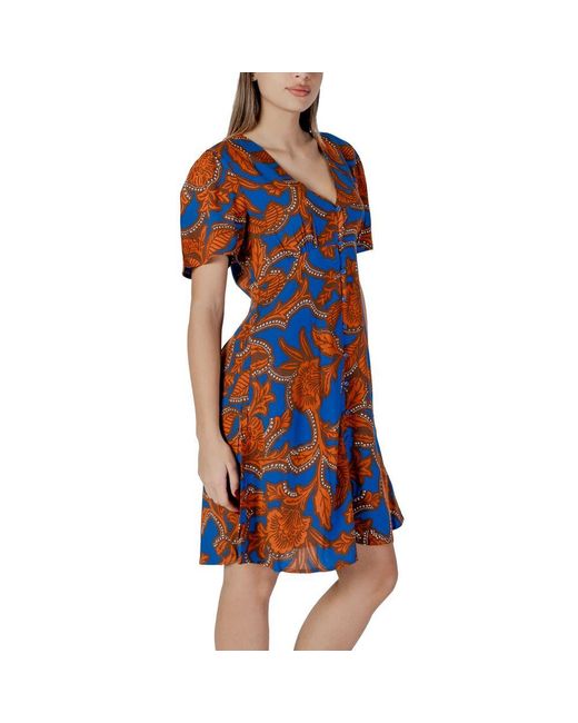 B.Young Blue Viscose Midi Dress