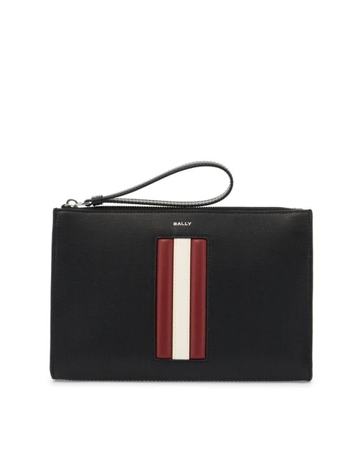 Bally Black Recycled Leather Zip Pouch for men