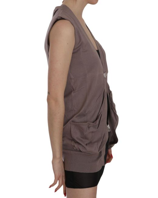Pink Memories Brown Memories Chic Sleeveless Cotton Cardigan Top