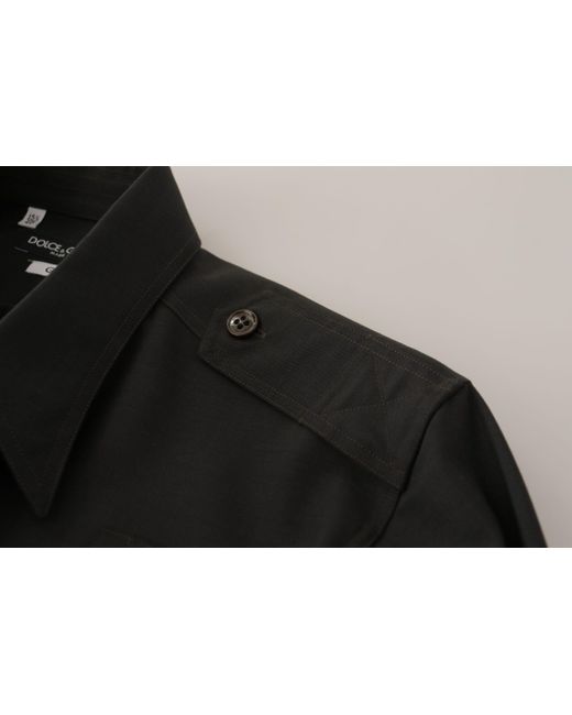 Dolce & Gabbana Black Cotton Slim Fit Casual Shirt for men