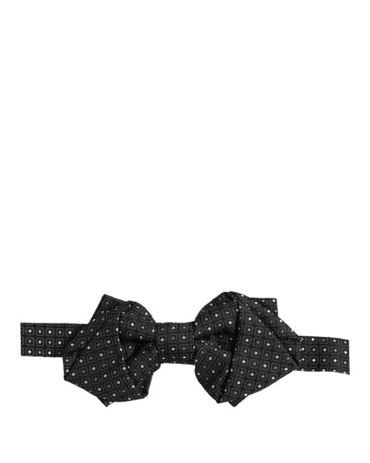 Dolce & Gabbana Men Black Polka Dot Silk Adjustable Neck Papillon Bow Tie for men