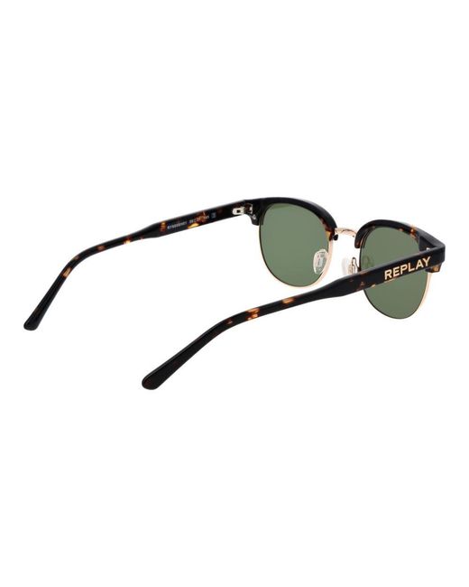 Replay Green Brown Metal Sunglasses