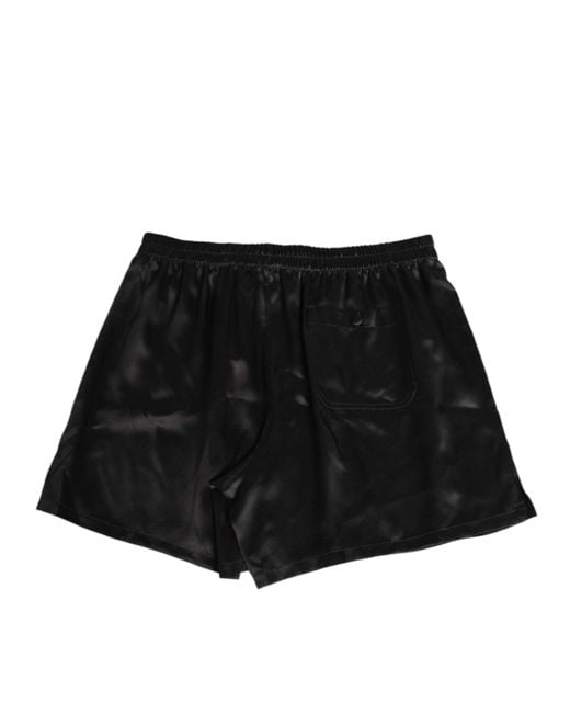 Dolce & Gabbana Black Silk Satin Elastic Men Boxer Short Swimwear for men