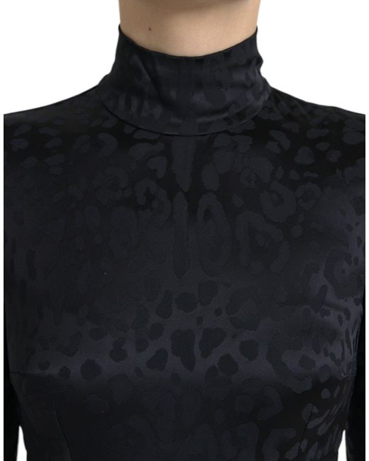 Dolce & Gabbana Black Viscose Stretch Long Sleeves Cropped Top