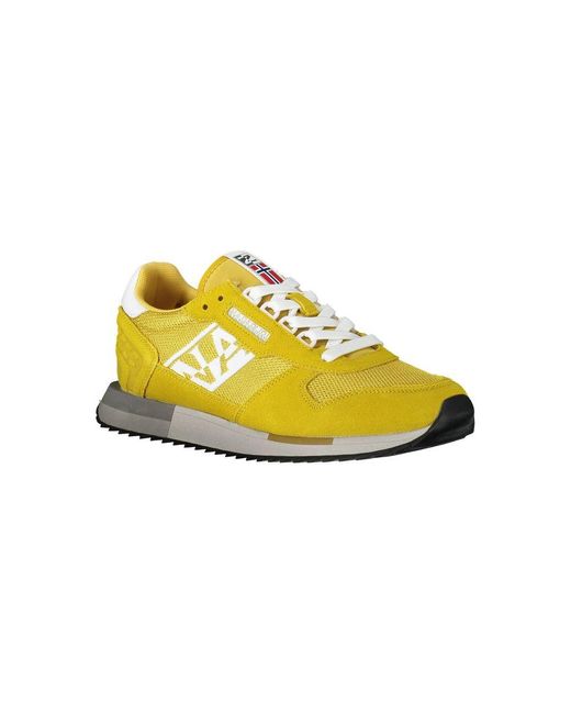 Napapijri Yellow Vibrant Contrast Lace-Up Sneakers for men