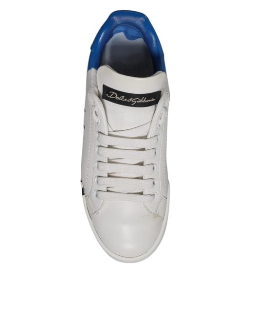 Dolce & Gabbana Blue Logo Portofino Sneakers Shoes